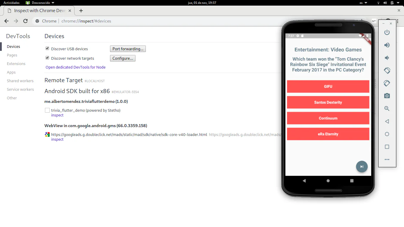 Inspeccionar llamadas HTTP de una app Flutter con Stetho: ChromeInspectDevices.png
