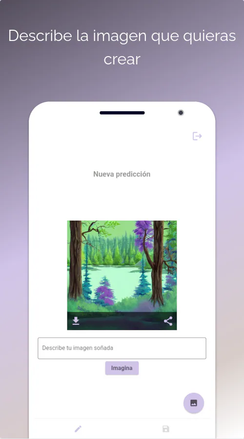 Pantalla de creación de una nueva imagen en Dreamagine