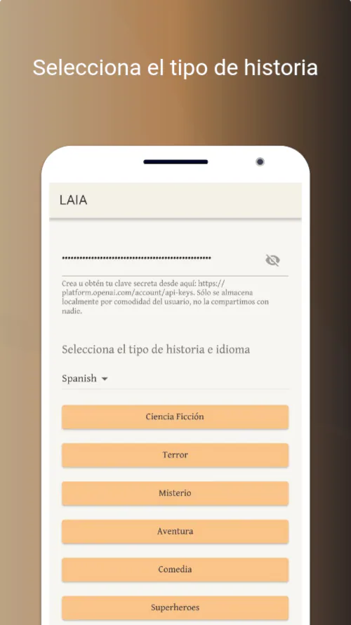Inicio de una historia interactiva en LAIA