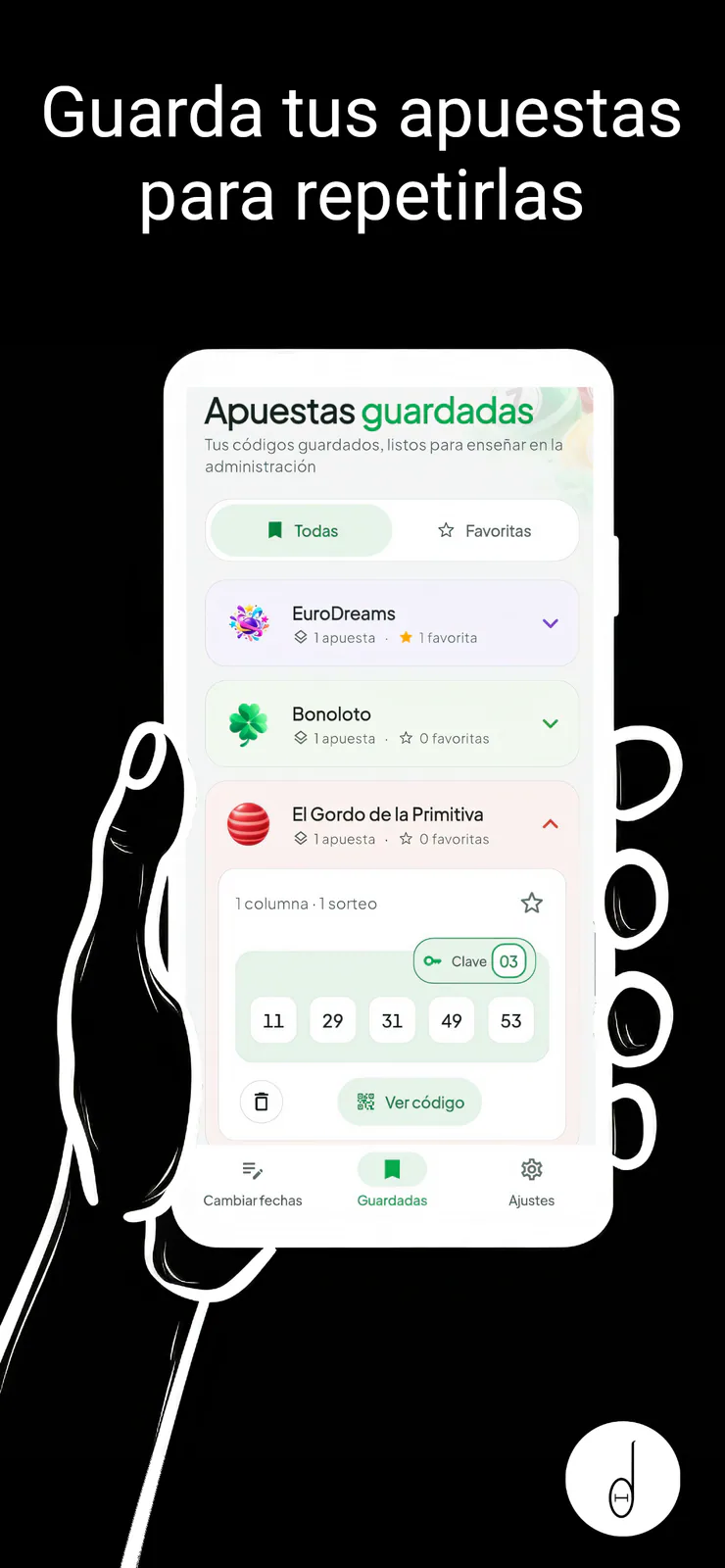 Lista de apuestas guardadas y favoritas en LotoSimple