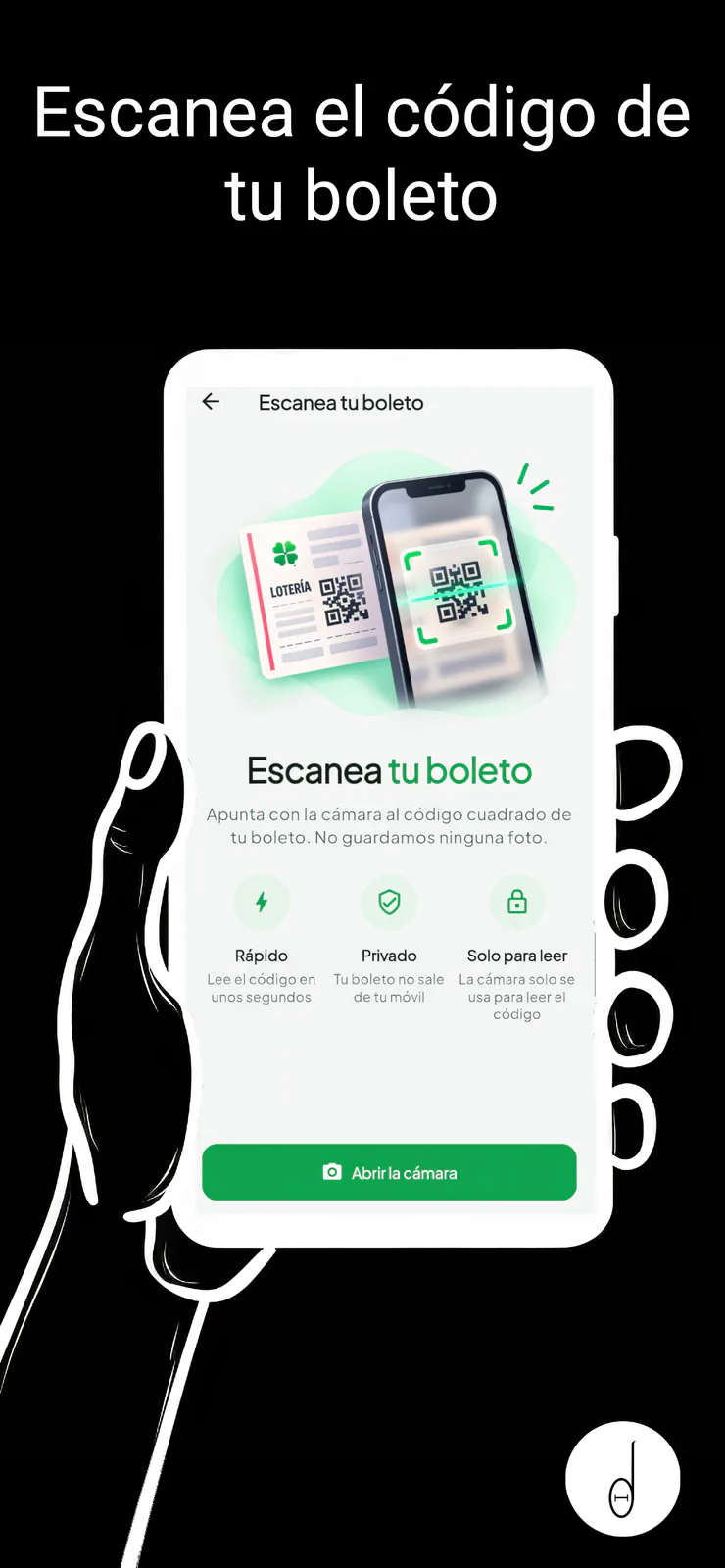 Instrucciones para escanear el código QR de un boleto de lotería