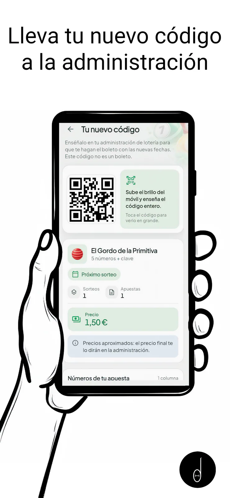 Código QR generado para presentar una apuesta en una administración de lotería