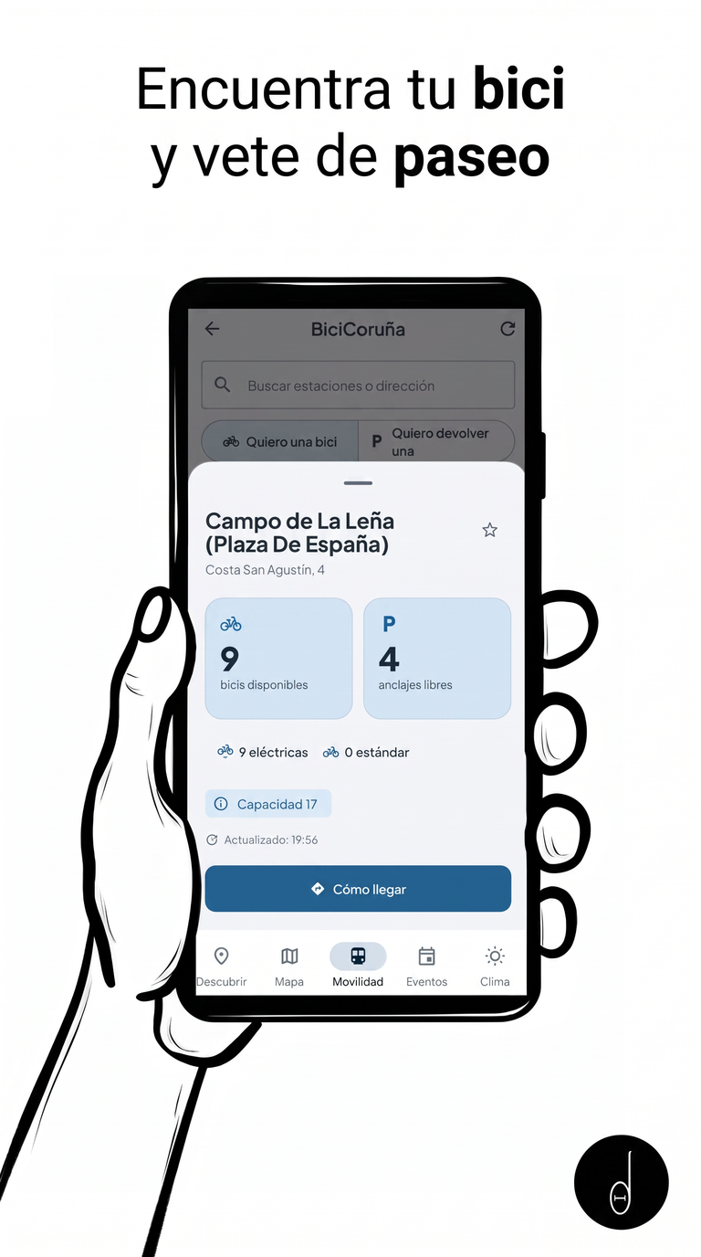 Estaciones de bicicleta pública en Pocket Coruña