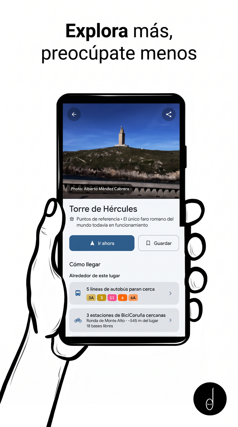 Detalle de un lugar con opciones de movilidad en Pocket Coruña