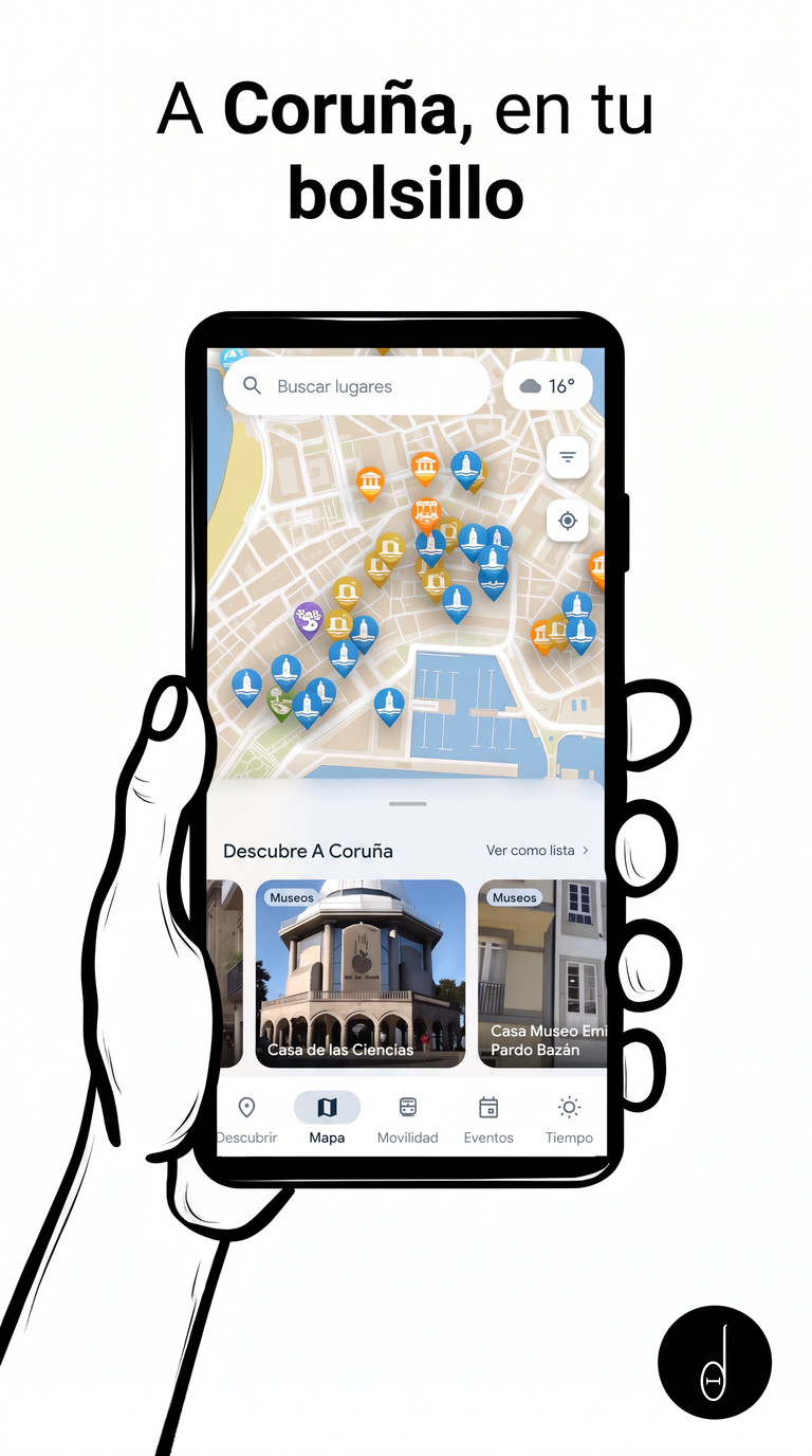 Mapa de Pocket Coruña con lugares y servicios de la ciudad