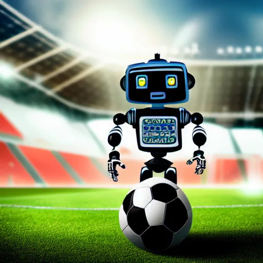 Un robot jugando con una pelota en un gran estadio
