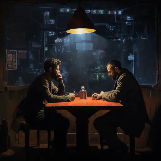 Tucked away in the depths of an underground station is a dining area brimming with activity. Ambient lighting illuminates the scene, while whispers of conversations and laughter echo softly