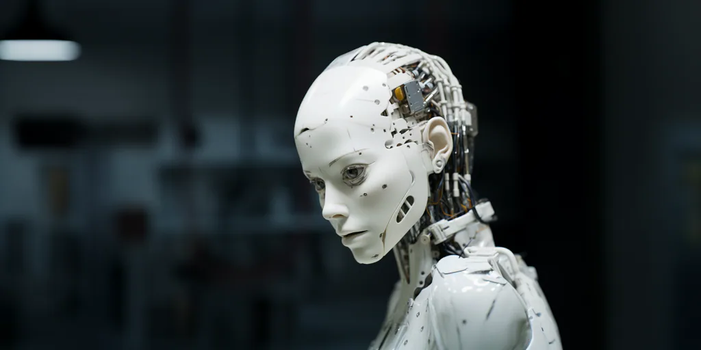 Close-up photo of the front face of a humanoid robot