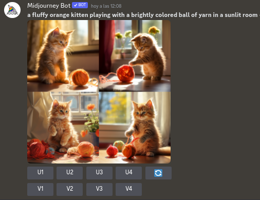 Cuatro imágenes de un gato naranja jugando con un ovillo de lana en una habitación iluminada por el sol