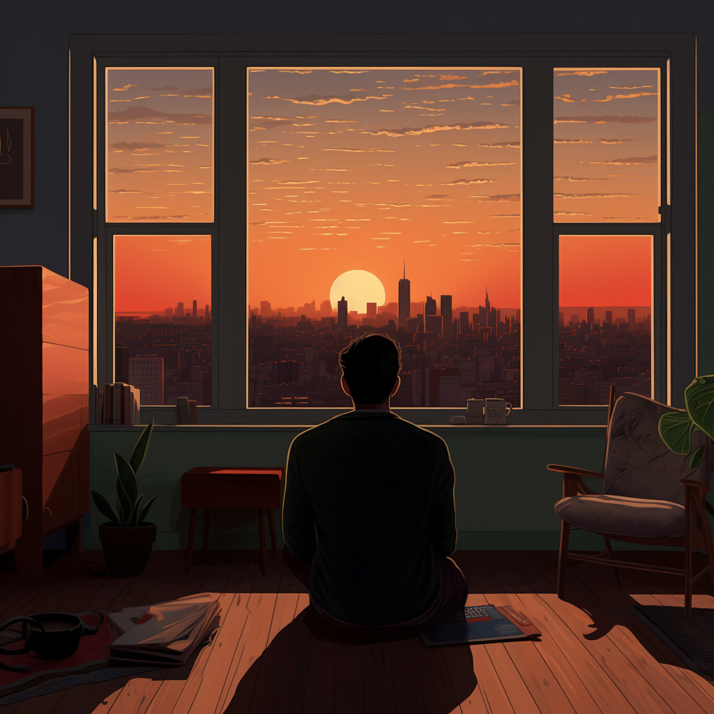 In the solitude of a quiet apartment, a man grapples with an overwhelming vision that refuses to fade, a reminder of a suffering he's made his mission to alleviate