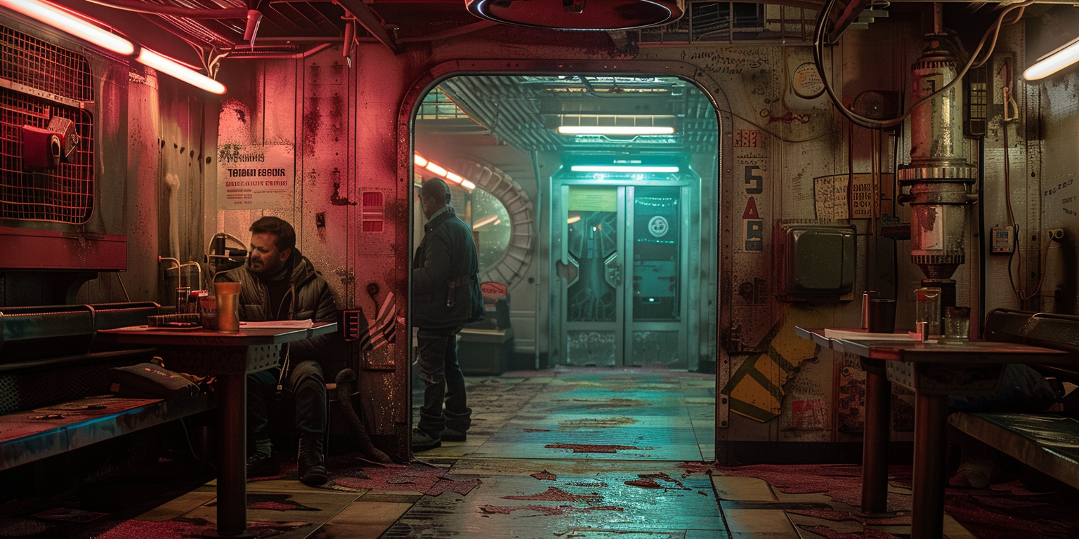 The living quarters, a patchwork of personal sanctuaries, reflect the diversity of the station's inhabitants, with doors opening to reveal glimpses of individual lives, each space adorned with mementos of the past and tokens of hope for the future